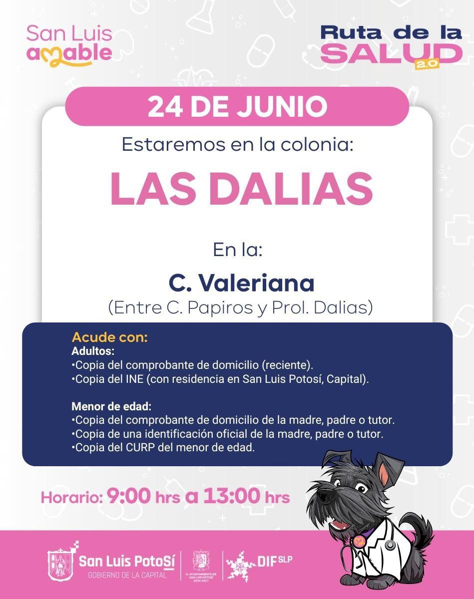 La Ruta de la Salud 2.0 llega a la colonia Las Dalias, para beneficio de las familias potosinas